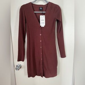 Zara long sleeve brown dress